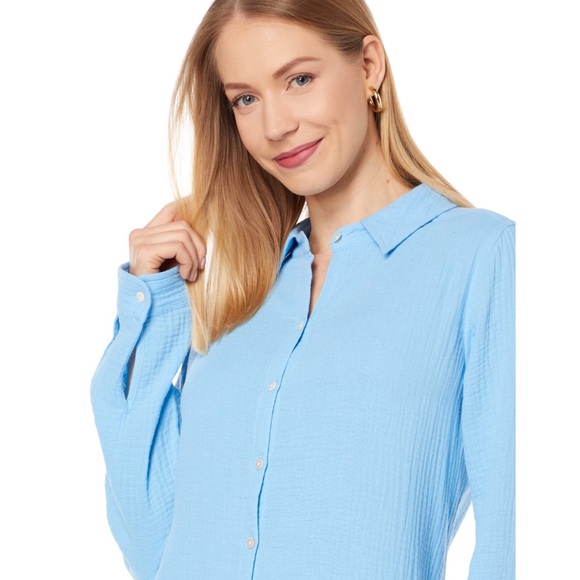 [LILLY PULITZER] Geanie Button-Down in ‘Frenchie Blue’ - Picture 4 of 10